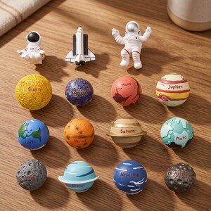 Solar System Cabinet Knobs, Planet Drawer Pulls, Space Dresser Handles, Kids Room Hardware, Astronomy Nursery Decor, Planetary Knob Set