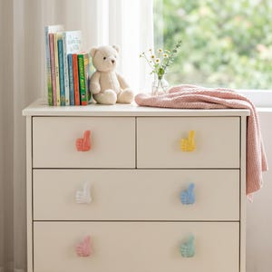 Colorful Ceramic Thumbs Up Drawer Knobs – Fun & Modern Cabinet Pulls for Kitchen, Bathroom, Wardrobe, Dresser, Kids Room, DIY Furniture