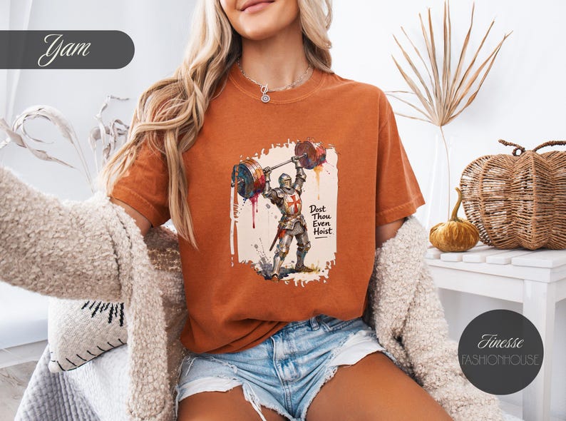Dost Thou Even Hoist Knight T-Shirt, Comfort Colors® Workout Tee image 1