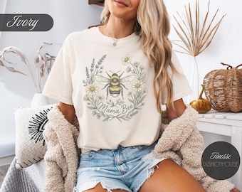 Mama Bee Shirt, Wildflower Botanical Tee, Mother's Day Bee Gift