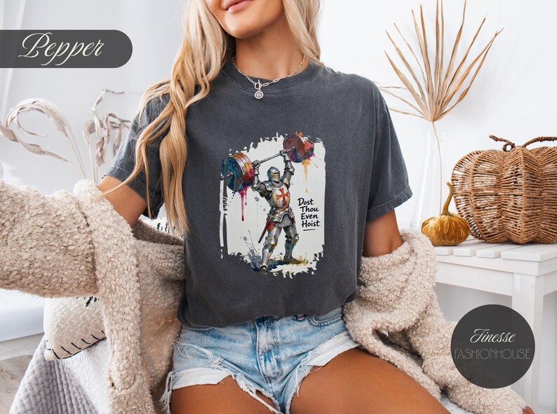 Dost Thou Even Hoist Knight T-Shirt, Comfort Colors® Workout Tee image 2