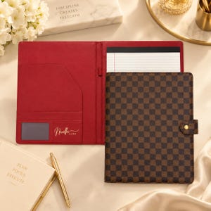 Nexella Luxe A4 brunrutig padfolio, dokumentorganisatör i veganskt läder