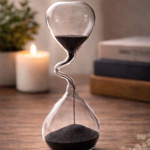 Modern Twisted Glass Hourglass Decor – Black Sand Timer, Minimalist Desk Decor, Unique Spiral Hourglass, Modern Home Decoration Gift
