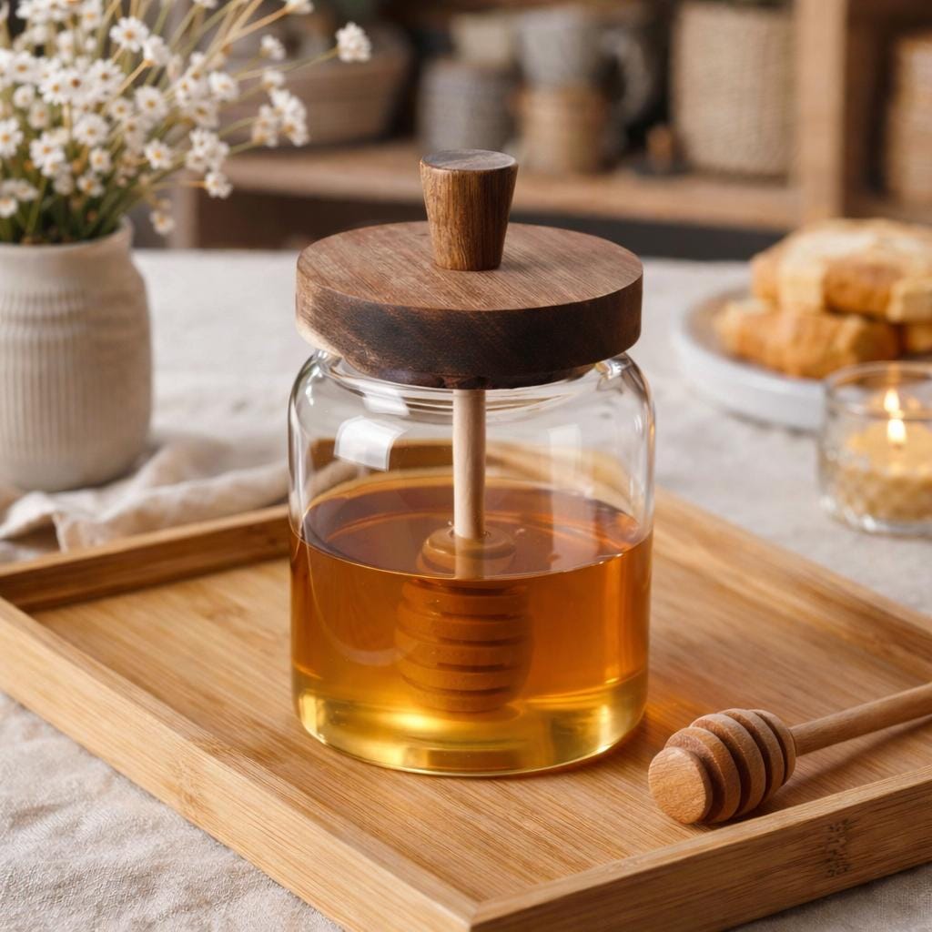 Barattoli di vetro ermetici vintage con coperchio in vetro, contenitori tradizionali, per conservare, ideali per tè, caffè e dolci (950 ml) - Ambra