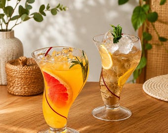 オリジナルカクテルグラス 470ml ユニークな螺旋模様のドリンクグラス モヒート スプリッツ ジントニック バーグラス