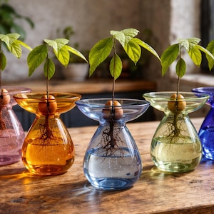 Avocado Growing Vase – Glass Propagation Vase – Grow Your Own Plant – Plant Lover Gift – Hydroponic Vase – Unique Home Decor image 1