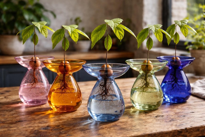 Avocado Growing Vase – Glass Propagation Vase – Grow Your Own Plant – Plant Lover Gift – Hydroponic Vase – Unique Home Decor image 1