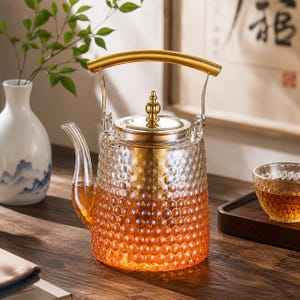 Teiera in vetro con infusore, teiera a nido d'ape, teiera giapponese, bollitore trasparente, set da tè moderno, idea regalo
