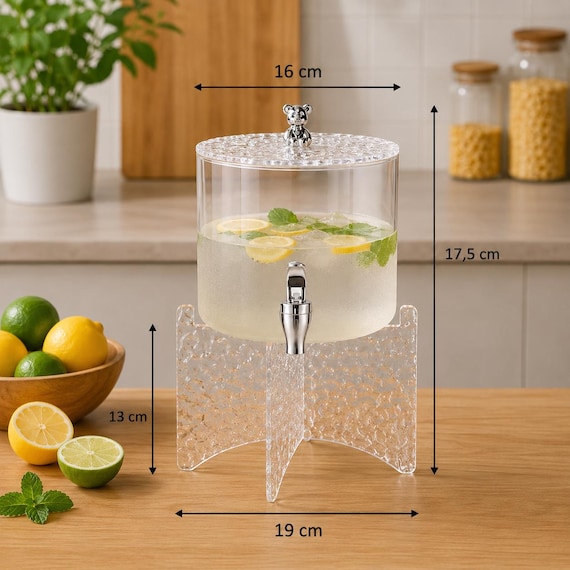 Glas-Getränkespender mit Zapfhahn, Limonadenspender, Getränkespender mit Deckel, Saftspender für Partys