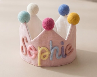 Gepersonaliseerde verjaardagskroon voor baby's, fotoprop voor een smash cake met eigen naam, decoratie voor het Sweet One-feestje van een klein meisje