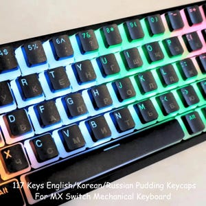 Juego de teclas Pudding, teclas rusas y coreanas de PBT de doble inyección, teclas RGB con perfil OEM