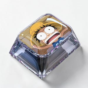 Tecla artesanal inspirada em anime, 1.25U – Tecla Alt/Ctrl translúcida em resina para teclado mecânico, compatível com encaixe MX.