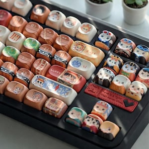 Anime Pirate Theme Keycap Set, One-Piece Keycaps, MOA Profile for Mechanical Keyboard