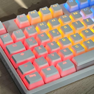German ISO QWERTZ Keycaps Double Shot PBT Shine Through Keycap Set For Mx Switches Mechanical Keyboard