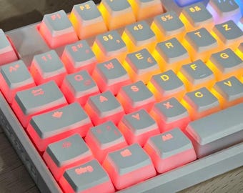 German ISO QWERTZ Keycaps Double Shot PBT Shine Through Keycap Set For Mx Switches Mechanical Keyboard