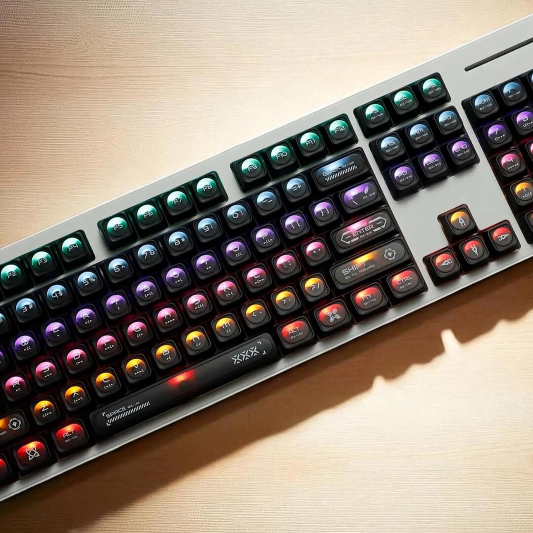 Cute Keycap Set | Translucent Cyber Glow Design Shine-through PBT ...