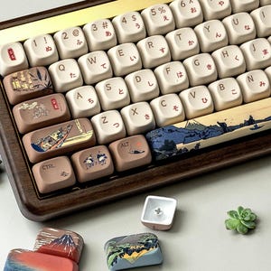 Keyboard Keycaps, Japanese Painting Keycaps For Mechanical keyboard, dye-sub, MOA Profile, MX Switch, PBT keys