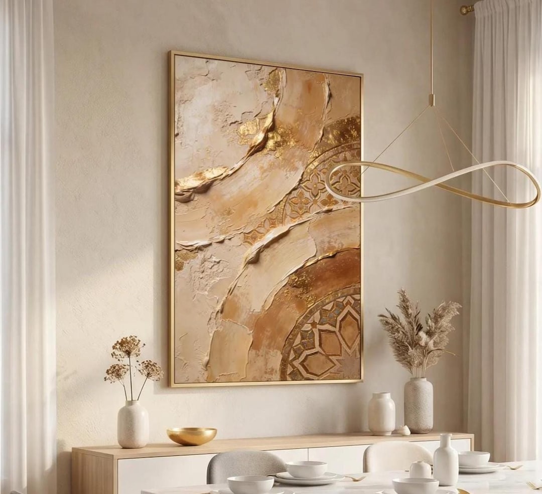 Luxury Beige Gold Abstract Wall Art ,neutral Textured Wall Decor ...