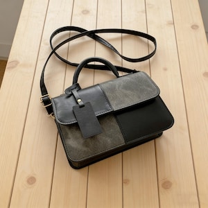 Vintage Patchwork Handtasche, Kunstleder Wildleder Satchel Geldbörse, Retro Crossbody Bag