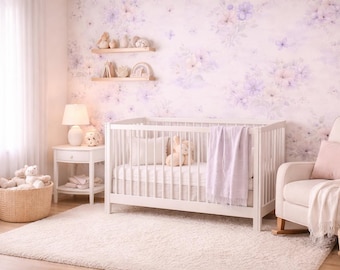 Blush Violet Floral Wallpaper: Soft Fairy Nursery Wall Mural
