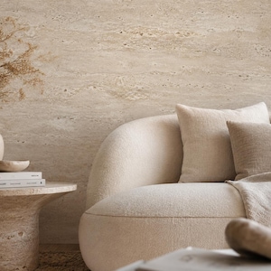 Travertine Stone Wallpaper: Cream Natural Wall Mural