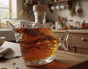 Decantador de whisky Shark de 320 ml, botella inspirada en Tiburón, expositor de licores coleccionable, decoración de bar, regalo para hombres, botella de vino 3D, regalo para el hogar y el bar.