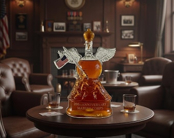 Butelka na whisky upamiętniająca 200. rocznicę powstania Korpusu Piechoty Morskiej, luksusowy wzór orła, globusa i kotwicy, prezent dla kolekcjonerów