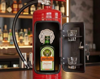 Minibar con extintor de incendios, soporte oculto para botella de whisky, regalo original y divertido para la decoración de la cueva del hombre, regalo para amantes del whisky, licores y bebidas alcohólicas.