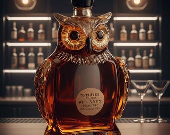 350ml フクロウ型デカンタボトル、ウイスキーディスプレイ用のエレガントな装飾用ヴィンテージガラスボトル、家族への贈り物 ナイトオウルボトル ゴシック