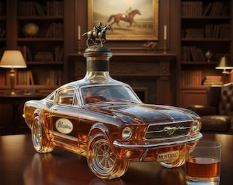 mustang Auto Whisky Karaffe, Bourbon Glasflasche, Neuheit Barware Geschenk für Auto-Enthusiasten 380ML