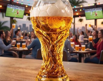 Bicchiere da birra con trofeo della Coppa del Mondo 2026 - Boccale da birra con trofeo di calcio testurizzato, bicchiere da birra con trofeo di calcio, bicchiere da birra da calcio, regalo per gli appassionati di calcio Coppa del Mondo 2026 Fifa