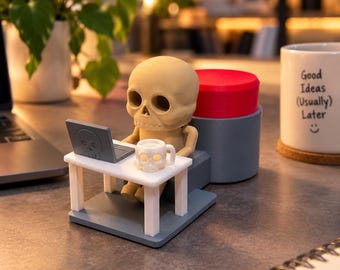 The Angry Desk Skull - Push Button Stress Relief Gadget for Halloween