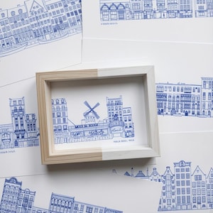Minimalist architectural illustrations, Choose your favorite city, BIC blue ink pen collection