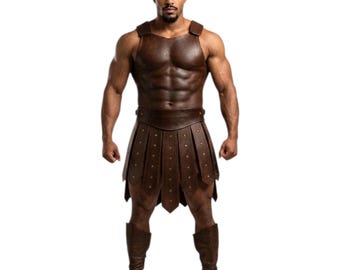 Disfraz de guerrero espartano para hombre, armadura de gladiador, traje de soldado romano, disfraz griego de cosplay para Halloween, disfraz de cuero.