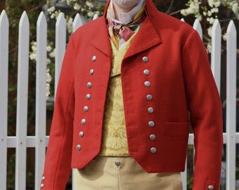 Chaqueta de frac estilo Regencia para hombre / Abrigo rojo victoriano / Traje histórico / Conjunto estilo Bridgerton