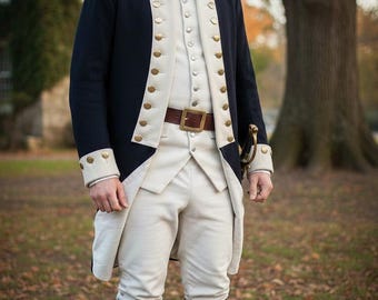 Uniforme del Ejército Continental de la Guerra de Independencia – Auténtico traje militar regimental del siglo XVIII