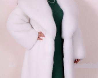 Abrigo largo blanco de piel sintética: glamour del viejo Hollywood, chaqueta de invierno para novias.