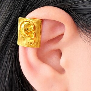 Engraved Human Ear Cuff| Sold as pair| Gold Tone Cartilage Wrap|  No Piercing Jewelry
