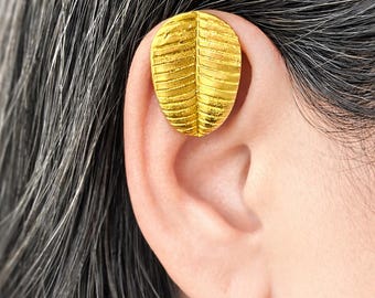 Golden Leaf Ear Cuff| Botanical Nature Inspired Boho Ear Wrap (Sold as Pair)