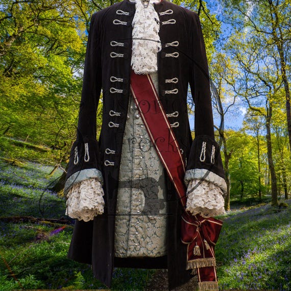 18th Century coat ,Victorian Gentleman Coat Costume, Pirate Military Long Jacket