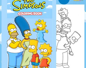 The Simpsons Coloring Book for Kids | 85 Printable Coloring Pages PDF | A4 Instant Download | Fun Cartoon Characters Activity Book