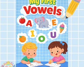 My First Vowels – Printable Vowel Workbook for Kids | Tracing, Dot to Dot & Learning Activities | PDF A4 | Ages 2–6