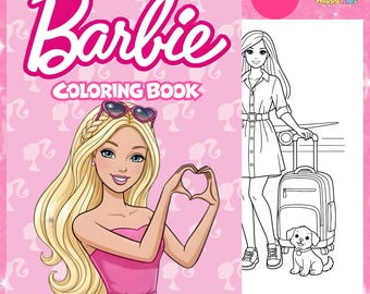 Barbie kleurboek (printbaar als PDF) | 60 leuke kleurplaten voor kinderen | Direct digitaal te downloaden | Activiteitenboek voor peuters (A4-formaat)