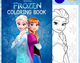 Frozen Coloring Book Printable PDF, Elsa & Anna Coloring Pages, 50 Pages A4, Disney Princess Coloring Book for Kids, Instant Download