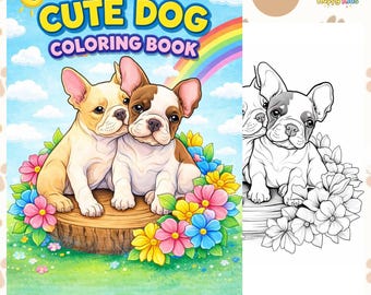 Cute Dog Coloring Book | 75 Adorable Puppy Coloring Pages for Kids | Printable Coloring Book PDF A4 Easy Dogs Coloring Activity for Toddlers