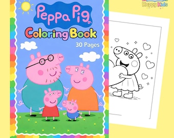 Peppa Pig Coloring Book for Kids | Printable PDF | 30 Pages | A4 Size | Toddler Coloring Pages | Digital Download