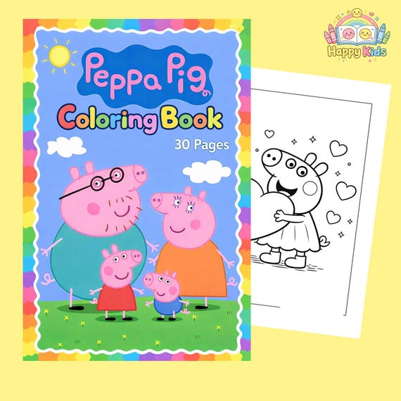 Peppa Pig Coloring Book for Kids | Printable PDF | 30 Pages | A4 Size | Toddler Coloring Pages | Digital Download