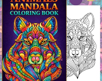 Mandala Animals Coloring Book for Adults | 20 Printable Pages A4 PDF | Stress Relief Coloring | Instant Download | Relaxing Art Therapy