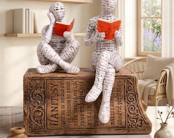 Estatueta de Mulher Lendo, Presente para Amantes de Livros, Decoração Literária, Enfeite de Prateleira, Presente de Boas-Vindas