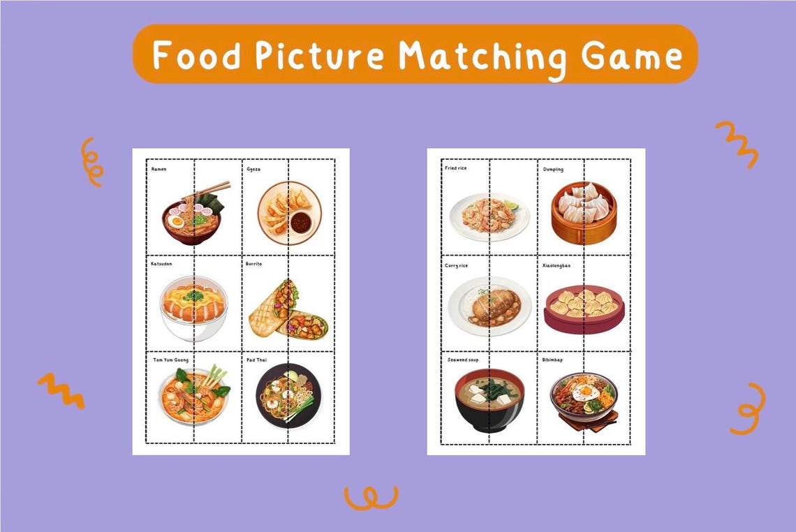 Food Picture Matching Game, 36 Cards, Early Learning, Memory ...